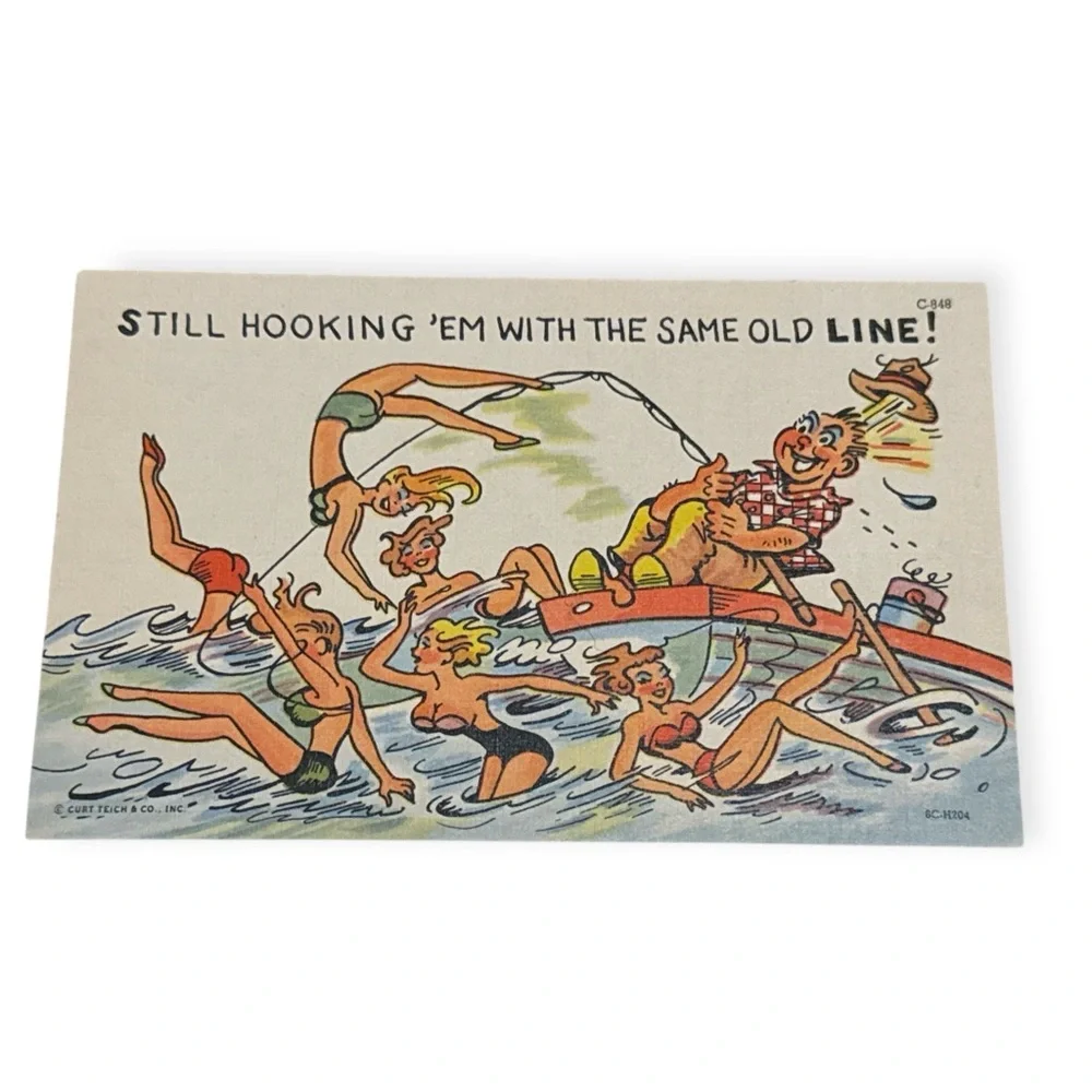 Vintage 1940’s Linen Unused Humor Postcard, Vintage Humor‎ Stationary, Gag Gift